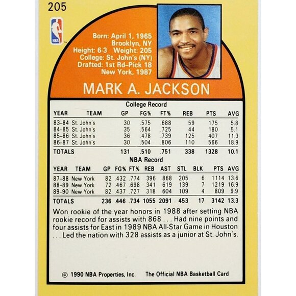 MARK JACKSON "ERROR" MENENDEZ BROTHERS 1990 NBA HOOPS #205, NEW YORK KNICKS - Picture 3 of 4
